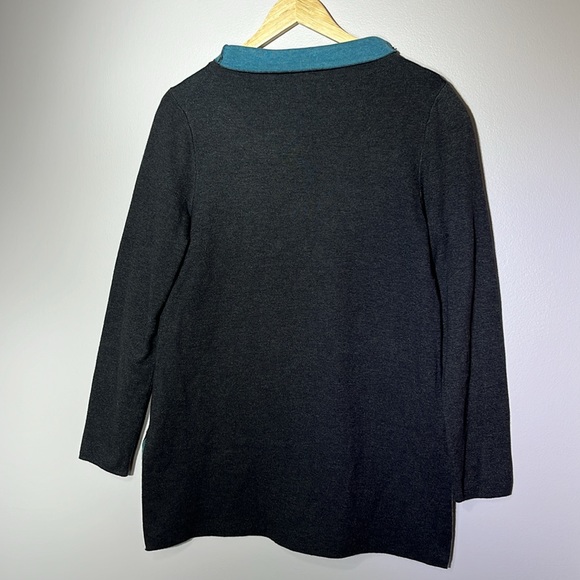 ASPEN Women’s Mock Turtleneck Charcoal Gray Blue Flip Size Large - Picture 4 of 5